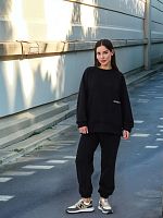 Костюм спортивный черный утепленный Rose&Mose RM107 оверсайз L (р 46-48)
